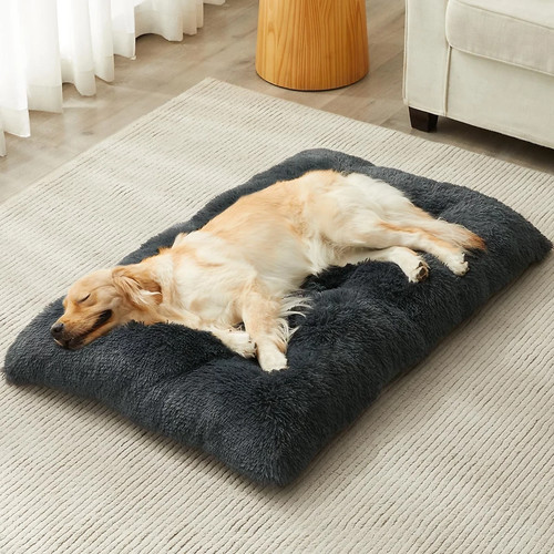 Black dog bed soft fluffy - dog,